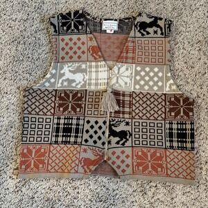 Must Haves by Doris Poser Women's 1X Knit Vest Winter Scene